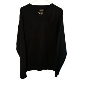 Men’s L George 100% Cashmere Black V-Neck Sweater Excellent